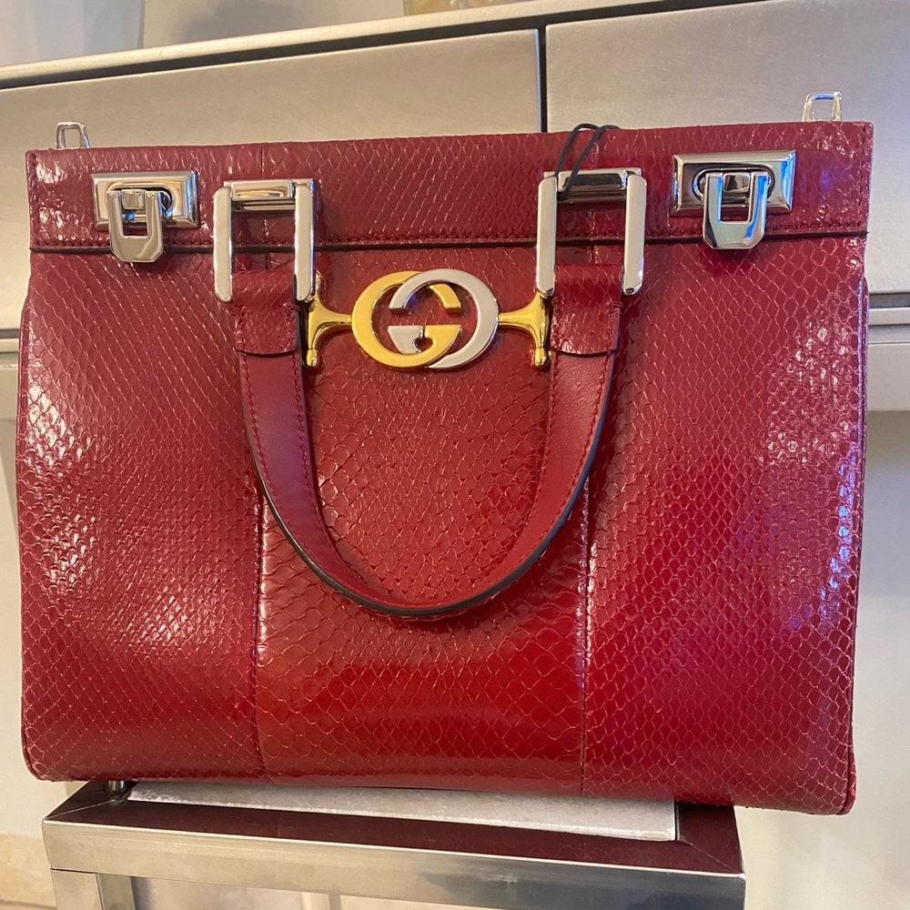 Authentic Gucci Zumi Snake Skin Red Bag